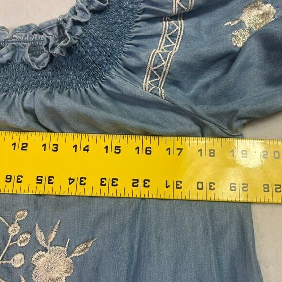 Zara Blue Mini Dress with White Floral Embroidery - Picture 6 of 11